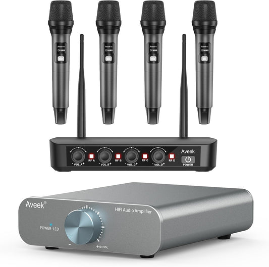 Aveek Amplificador de 2 canales para altavoz pasivo, sistema de mic...