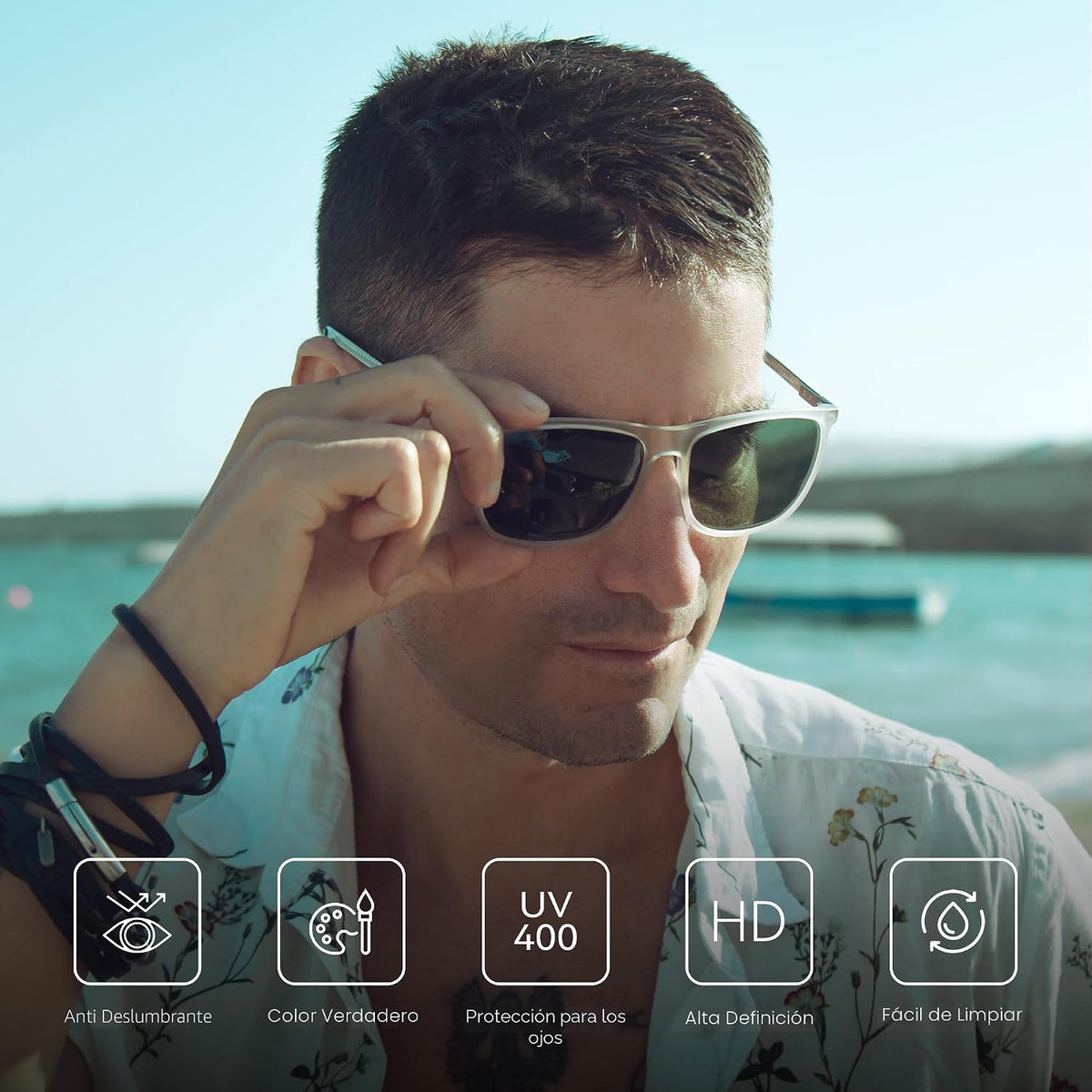 ZENOTTIC Gafas de sol polarizadas cuadradas para hombre, ultraliger...