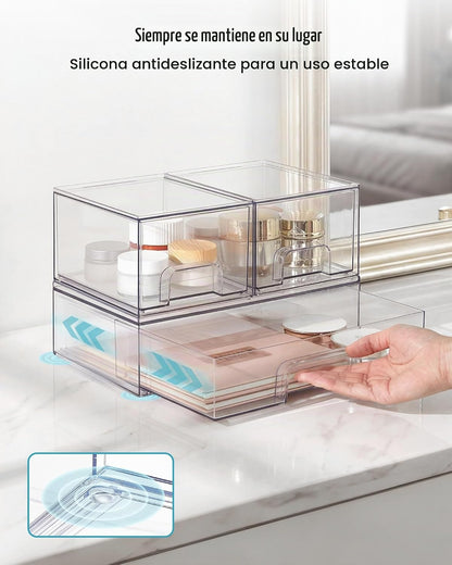 Vtopmart - Juego de 4 cajones de almacenamiento apilables, contened...