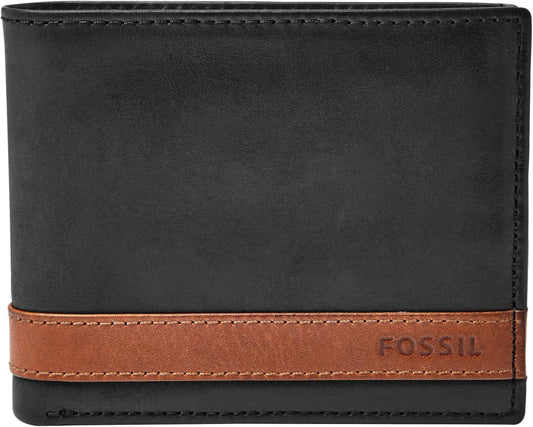 Fossil Billetera de cuero Quinn para hombre con billetera de identi...