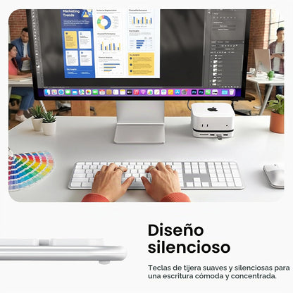Satechi Teclado inalámbrico Slim EX3, teclado de tamaño completo co...