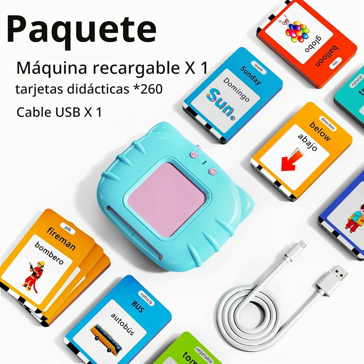Lapare Tarjetas de Memoria en Audio Bilingües Español e Inglés con...
