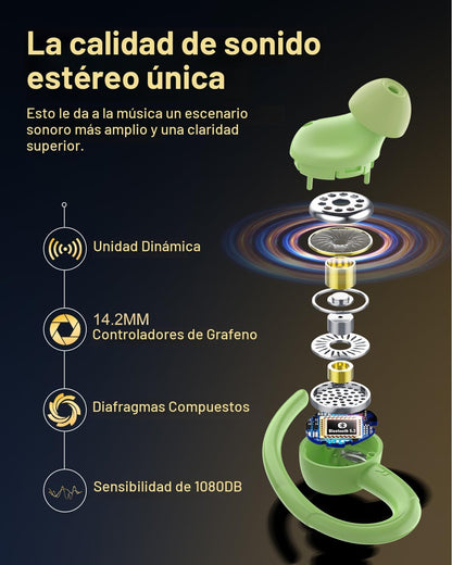 Auriculares inalámbricos, Bluetooth 5.4 Auriculares deportivos sobr...