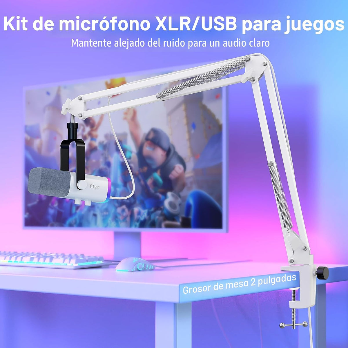FIFINE AmpliGame AM8TW - Kit de micrófono para juegos XLR\/USB | Mi...