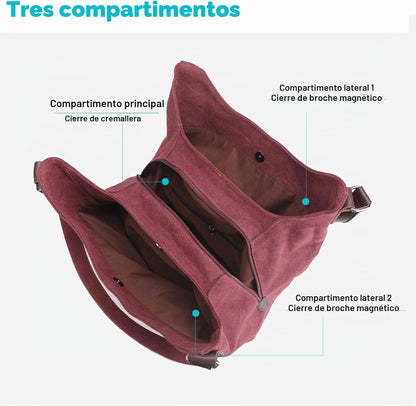 Dourr Bolso para hombro para mujer, con múltiples bolsillos, bolso...