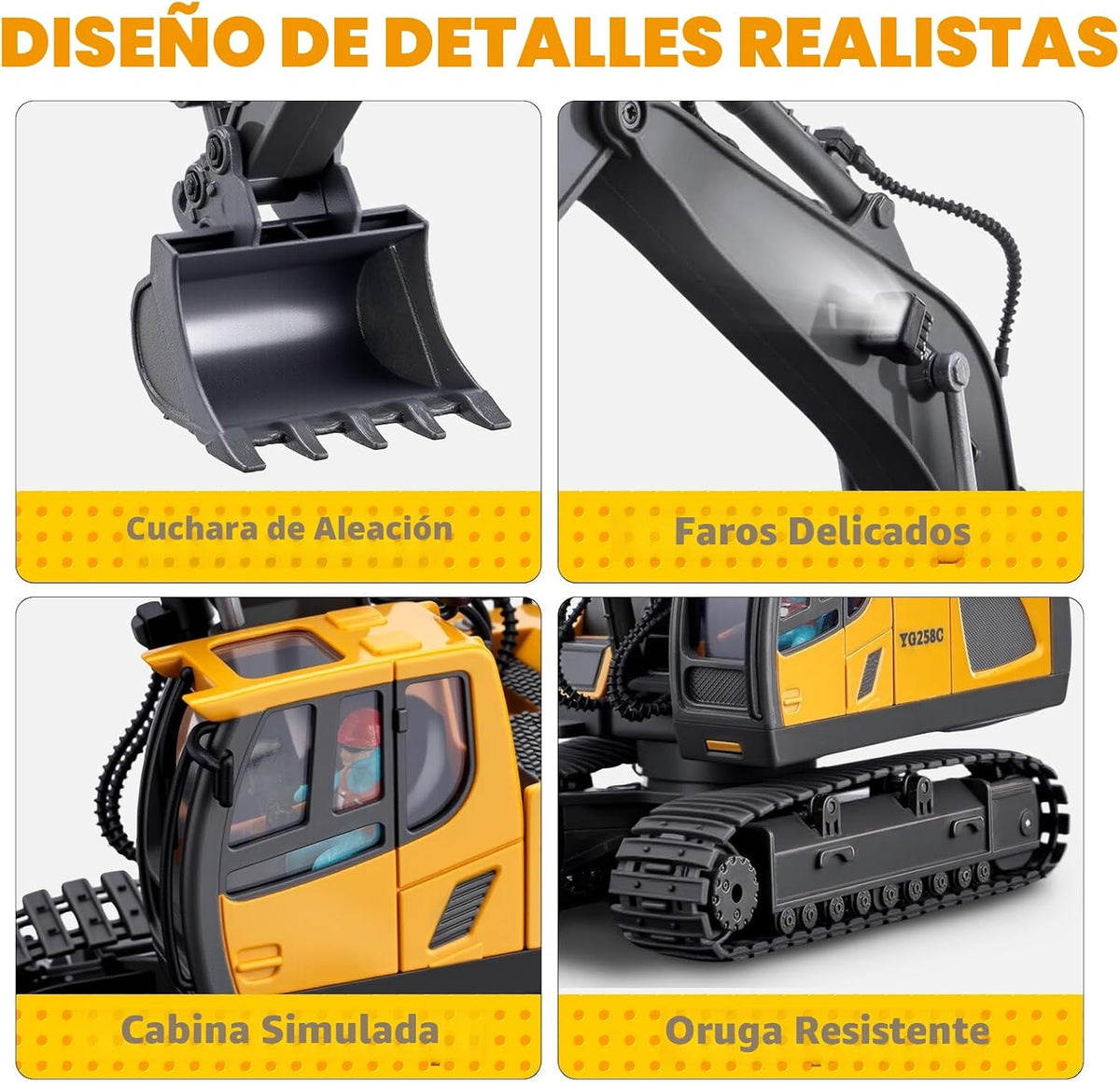 Juguetes de excavadora de control remoto, camión de construcción RC...