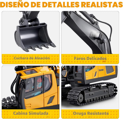 Juguetes de excavadora de control remoto, camión de construcción RC...