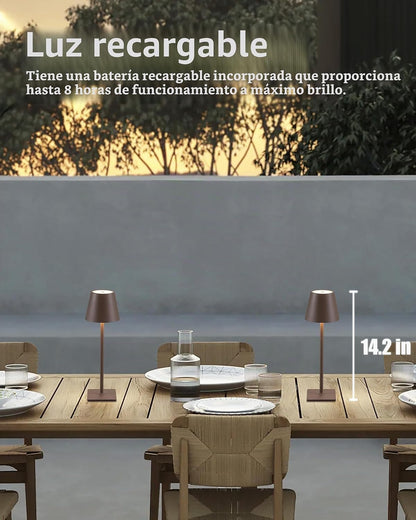 KDG Paquete de 2 lámparas de mesa inalámbricas marrones, lámparas d...
