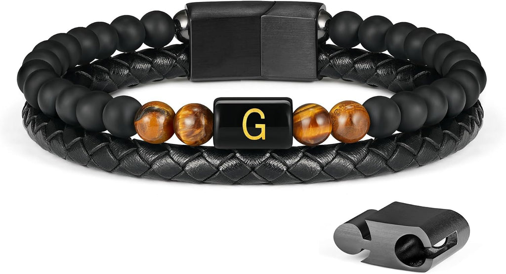 LUXEJEW Regalos para Hombres – Pulsera para Hombre, Pulsera con Ini...