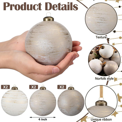 Yunlly 12 adornos de Navidad neutros, marfil gris pardo beige, 4 pu...
