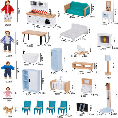 OOOK Juego de muebles de madera para casa de muñecas para niños, 26...