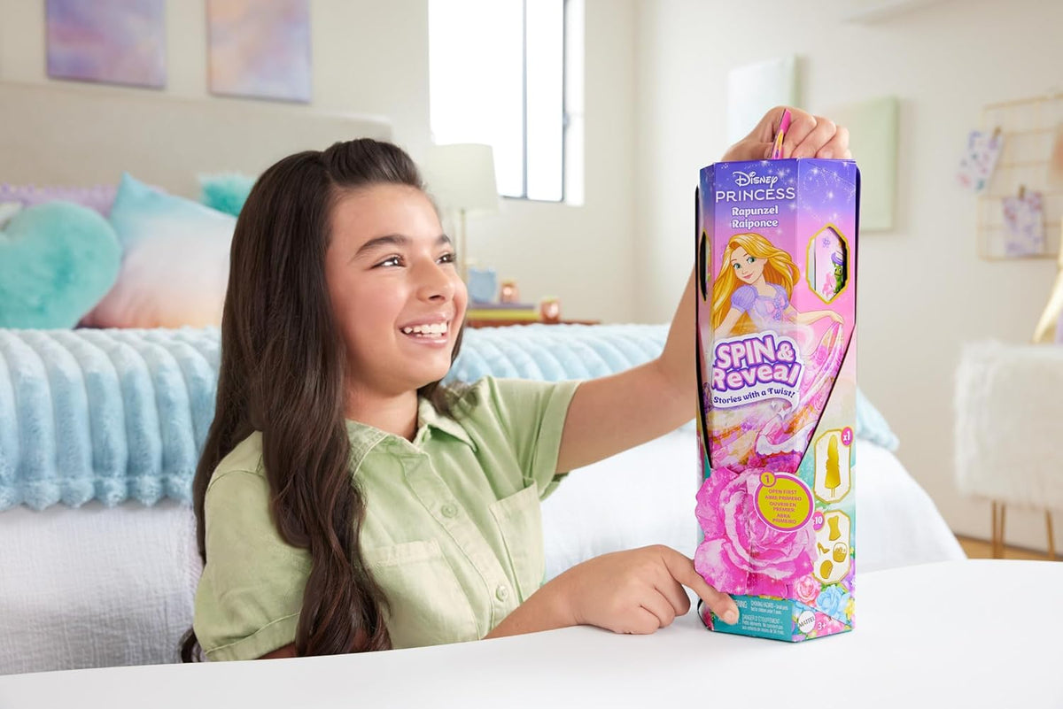 Mattel Disney Princess - Set de moda de muñeca Rapunzel, gira y des...