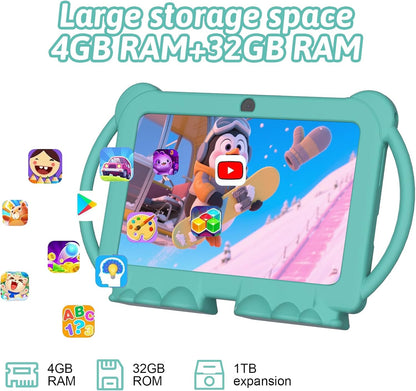 HOTTABLET Tableta para niños Android de 7 pulgadas, 4 GB de RAM 32...