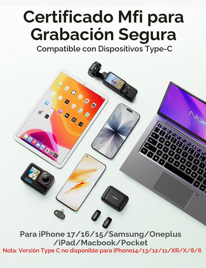 MAONO Wave T1 Mini micrófono Lavalier para iPhone\/Android con cone...