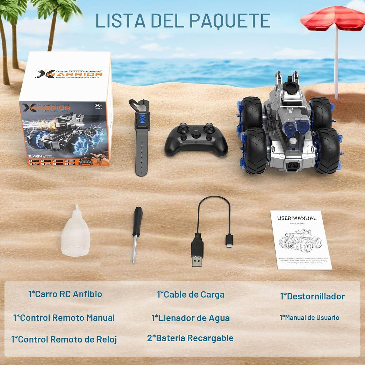 ATHLERIA - Coche de control remoto anfibio con pistola de agua | Co...