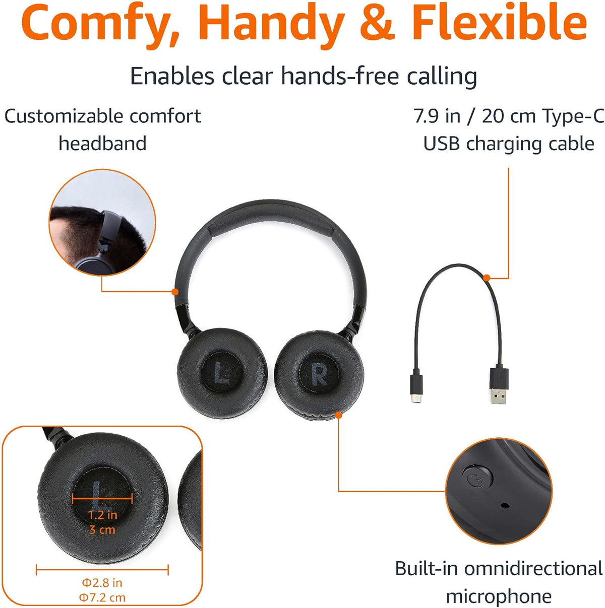 Amazon Basics Auriculares inalámbricos Bluetooth con micrófono, gra...