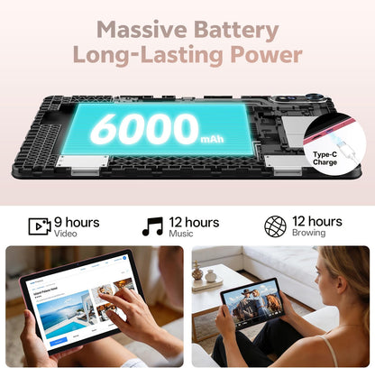 Tablet Android 16 de 10 pulgadas con teclado, 16 GB de RAM + 32 GB,...