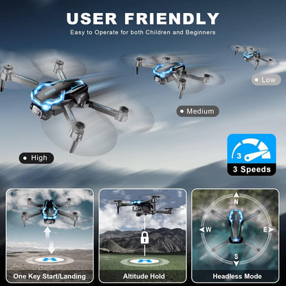 Dron FPV HD 2K con cámara para adultos, retención de altitud, despe...