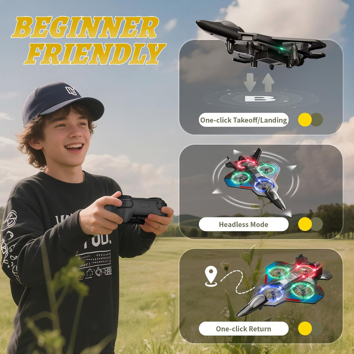 4DRC Aviones de control remoto RC Planes para niños adultos, negro...