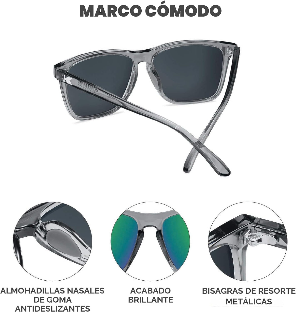 Knockaround Gafas de sol polarizadas cuadradas para hombres y mujer...