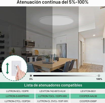 Brightever Lámpara de techo de montaje empotrado grande regulable d...