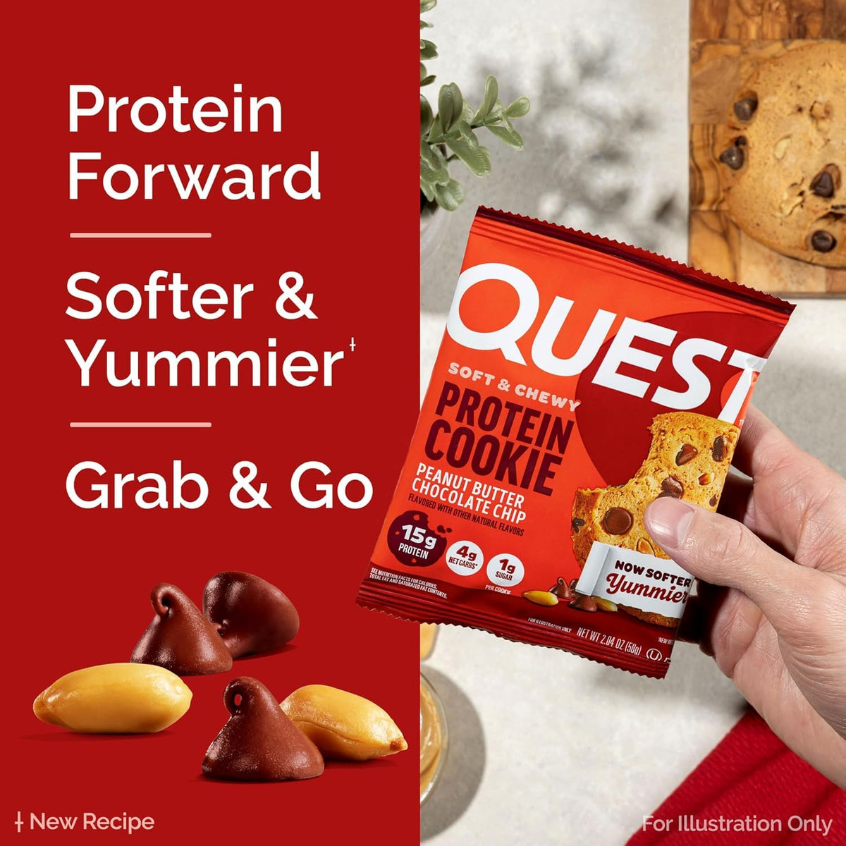 Quest Nutrition - Galletas de mantequilla de maní con chispas de ch...