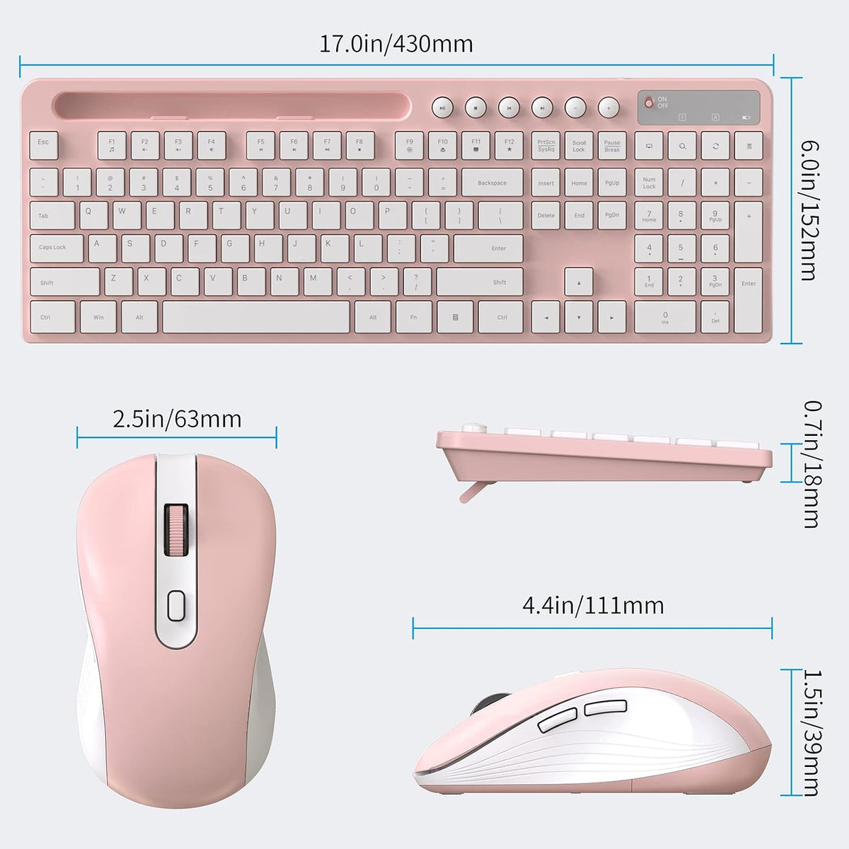 Combo de teclado y ratón inalámbricos, MARVO 2.4G Teclado inalámbri...