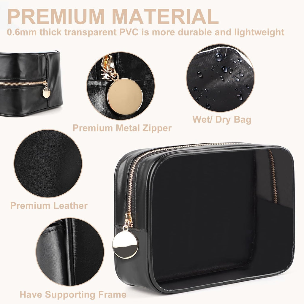 YOPCDJ Juego de 4 bolsas de maquillaje transparentes, bolsas organi...