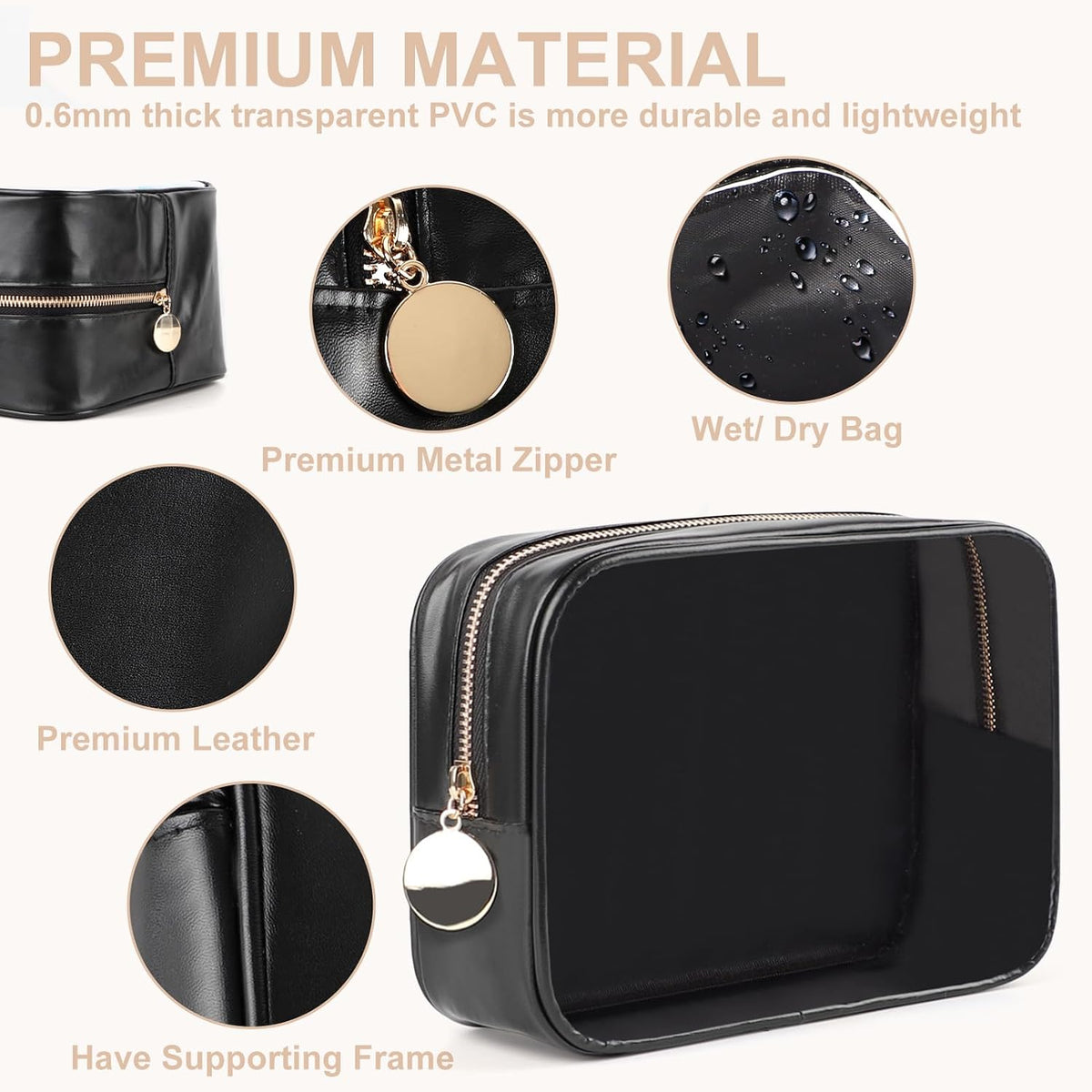 YOPCDJ Juego de 4 bolsas de maquillaje transparentes, bolsas organi...
