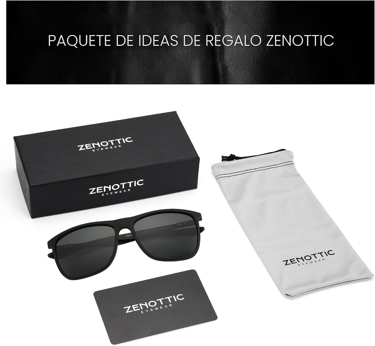 ZENOTTIC Gafas de sol polarizadas cuadradas para hombre, ultraliger...