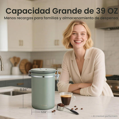 Veken Bote de café, 39 OZ, 2.2 libras, recipiente hermético grande...