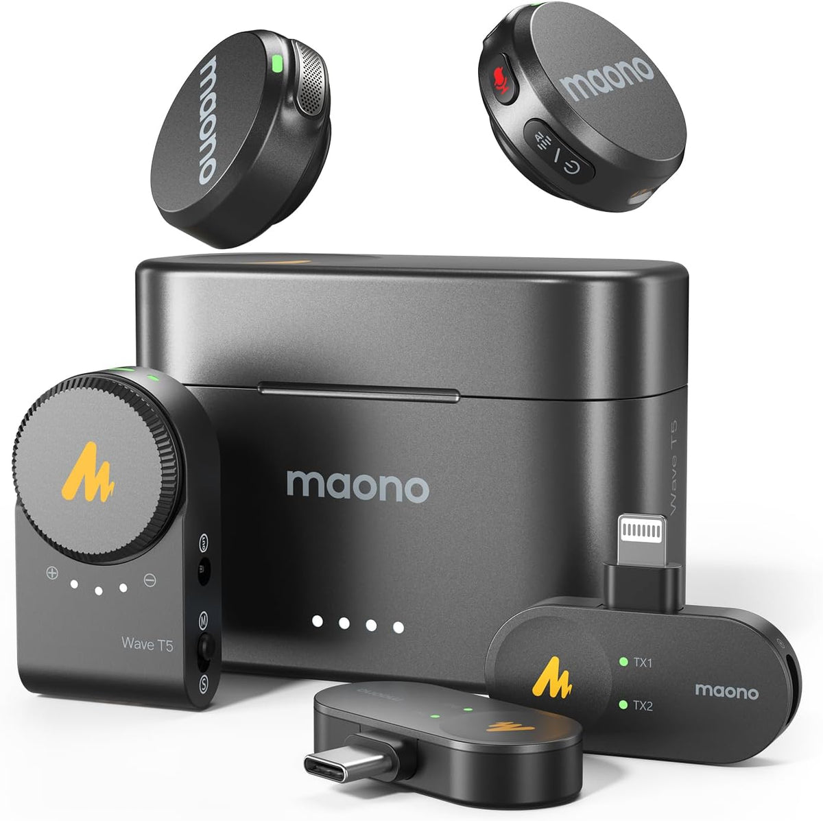 Micrófono Lavalier inalámbrico MAONO Wave T5 para iPhone\/Android\/...