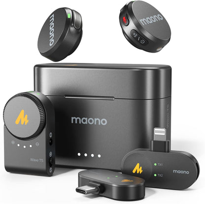 Micrófono Lavalier inalámbrico MAONO Wave T5 para iPhone\/Android\/...