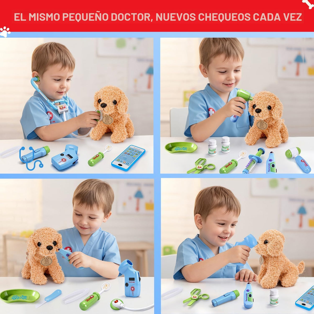 Meland Kit médico para niño con cachorro, juguete de simulación de...