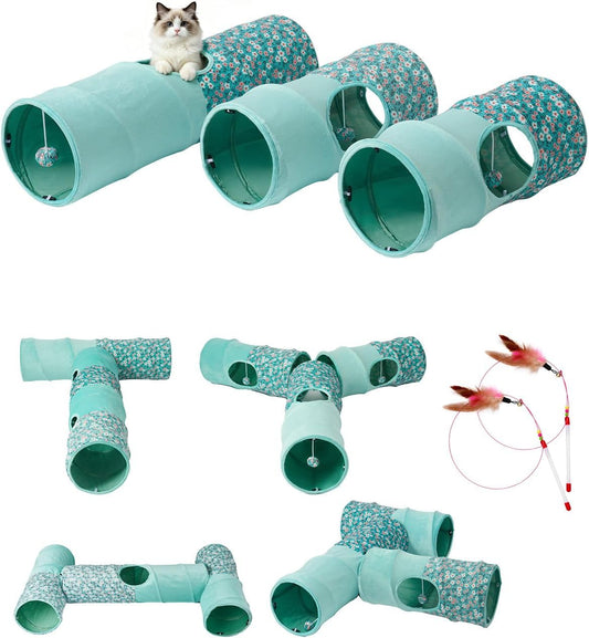 Túnel para gatos, 3 túneles de forma recta, 6 formas de bricolaje c...
