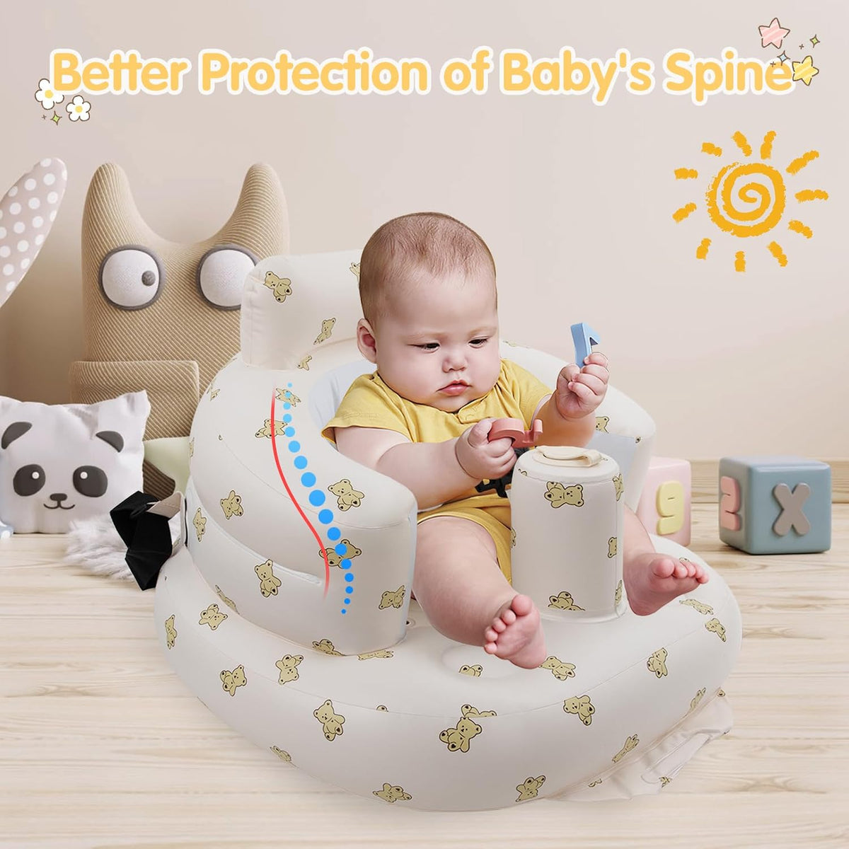 EKEPE Asiento de bebé inflable con arnés para bebés de 3 meses en a...
