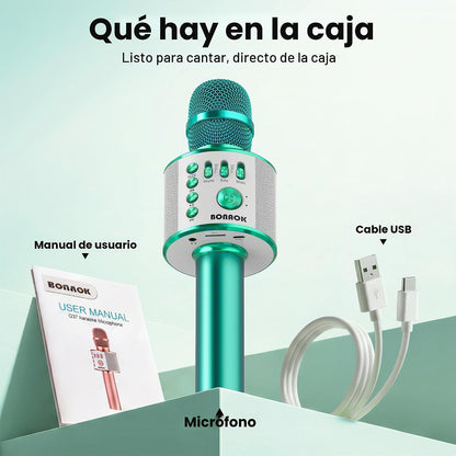 BONAOK - Micrófono inalámbrico Bluetooth de karaoke, 3 en 1; micróf...
