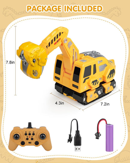 Humzo Excavadora a control remoto para niños de 4 a 7 años, camione...
