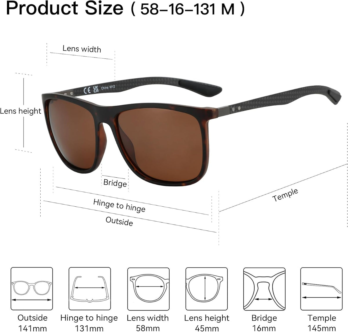 ZENOTTIC Gafas de sol polarizadas cuadradas para hombre, ultraliger...
