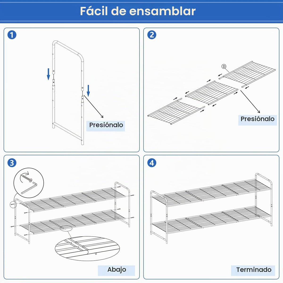 KEETDY - Estante para zapatos de 2 niveles largo para clóset, organ...