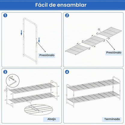 KEETDY - Estante para zapatos de 2 niveles largo para clóset, organ...