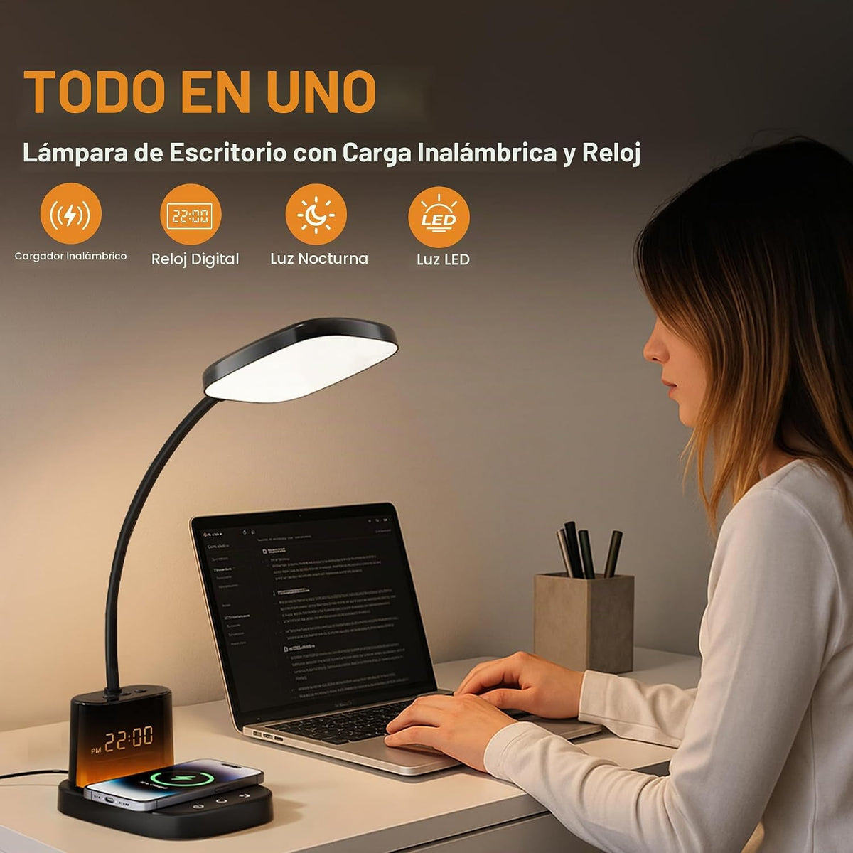 Lámpara de Escritorio Sailstar, Lámparas de Mesita de Noche con Car...