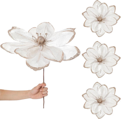 Thiccywoov - Paquete de 8 flores de magnolia de terciopelo de Navid...