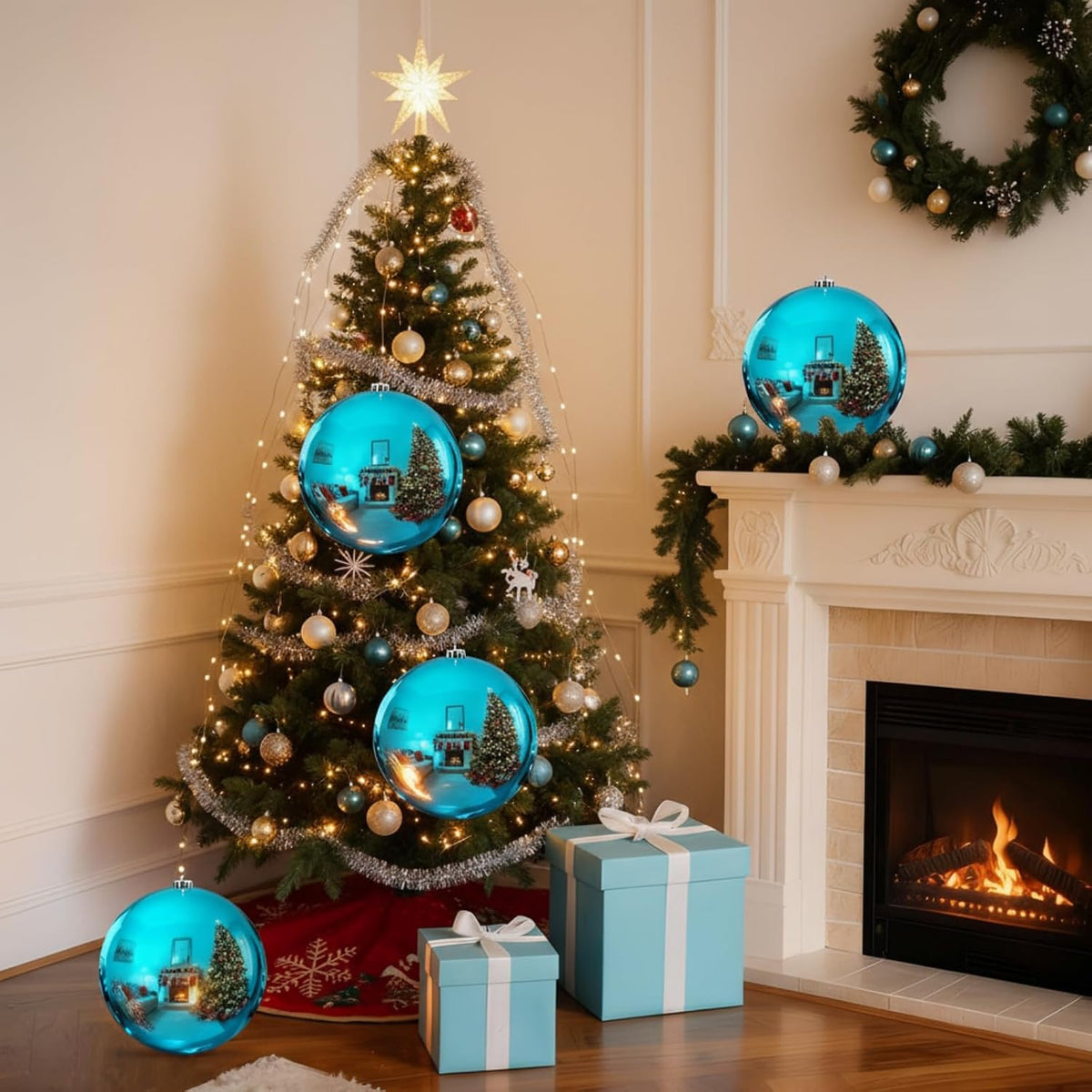 Zubebe 4 piezas Adornos de bola de Navidad extra grandes de 8"...