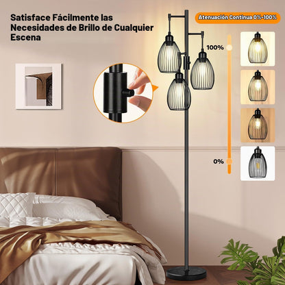 Lámpara de pie regulable, 3 bombillas LED de 800LM incluidas, lámpa...