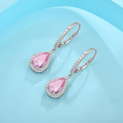 FJ Pendientes colgantes de plata de ley 925 con piedra natal de lág...