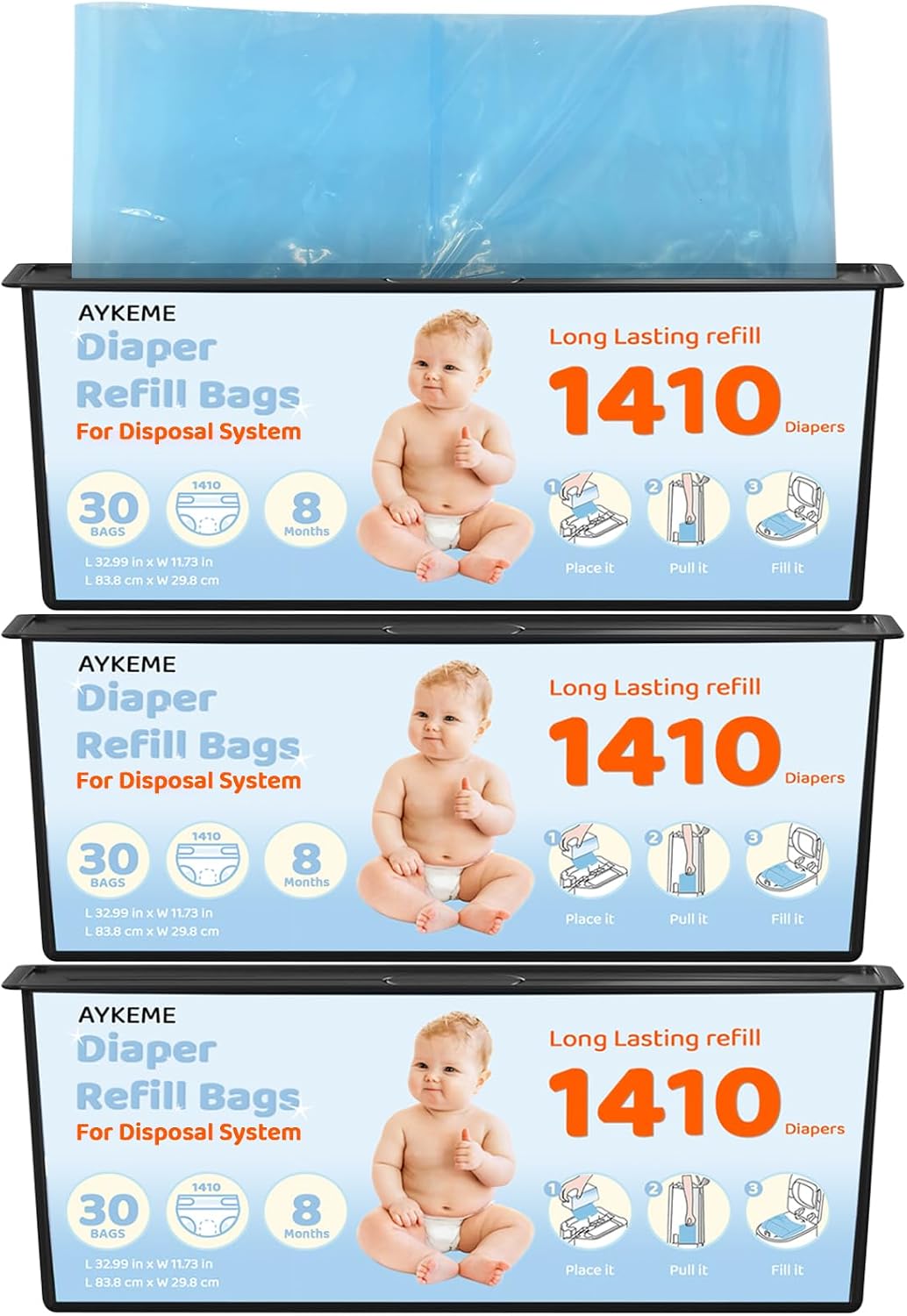 90 bolsas de repuesto para cubos de pañales compatibles con Genie E...
