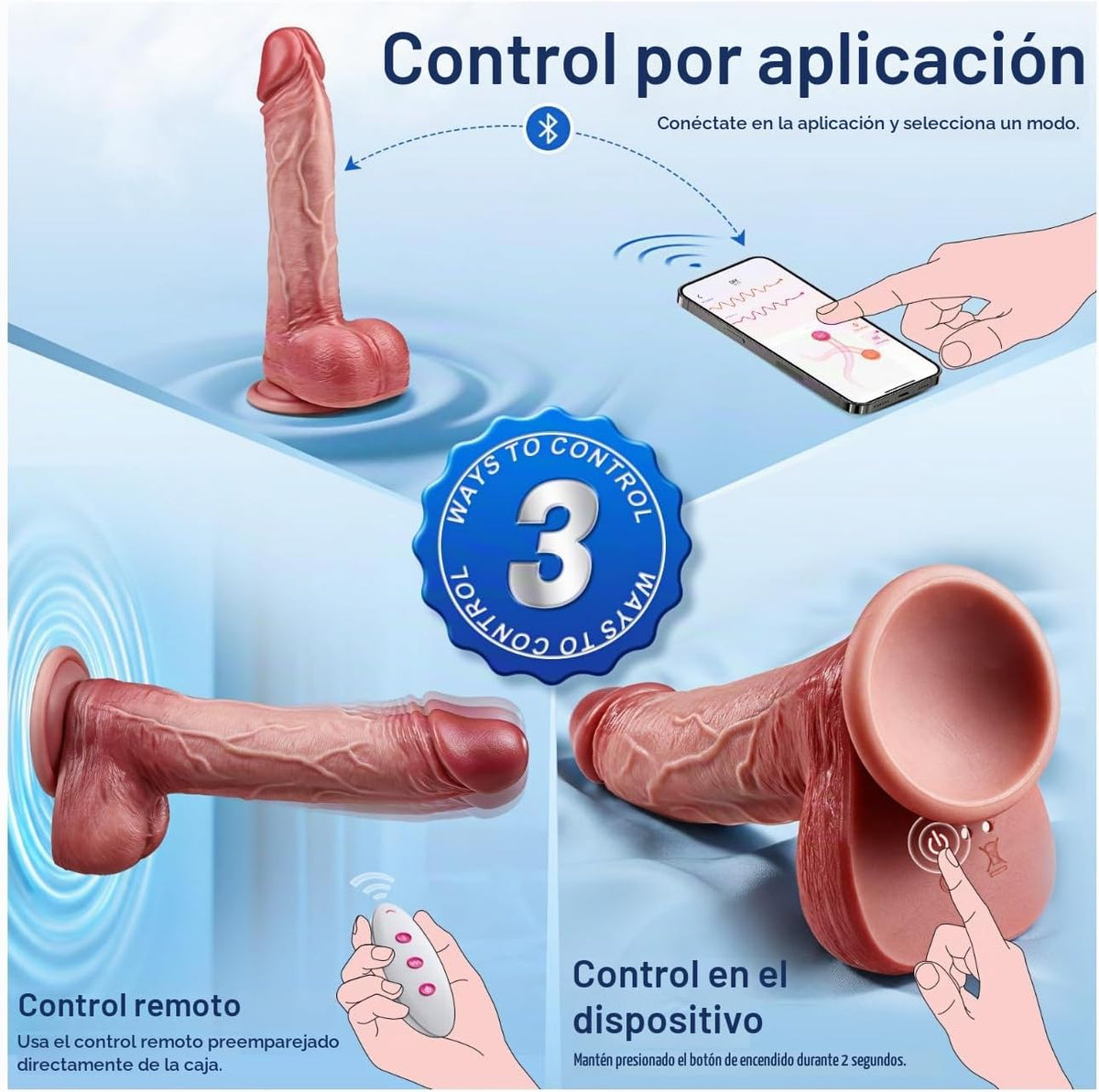 Consolador de empuje de 9 pulgadas, aplicación de consolador grande...