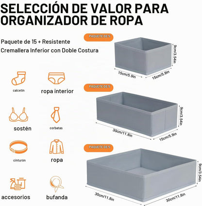 DIMJ Organizador de cajones, paquete de 15 organizadores de ropa in...