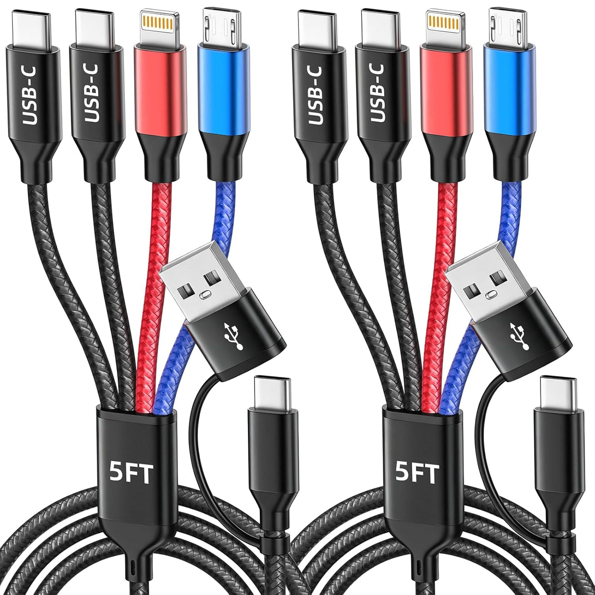 Cable de carga múltiple 4 en 2, cables de carga USBA\/C para múltip...